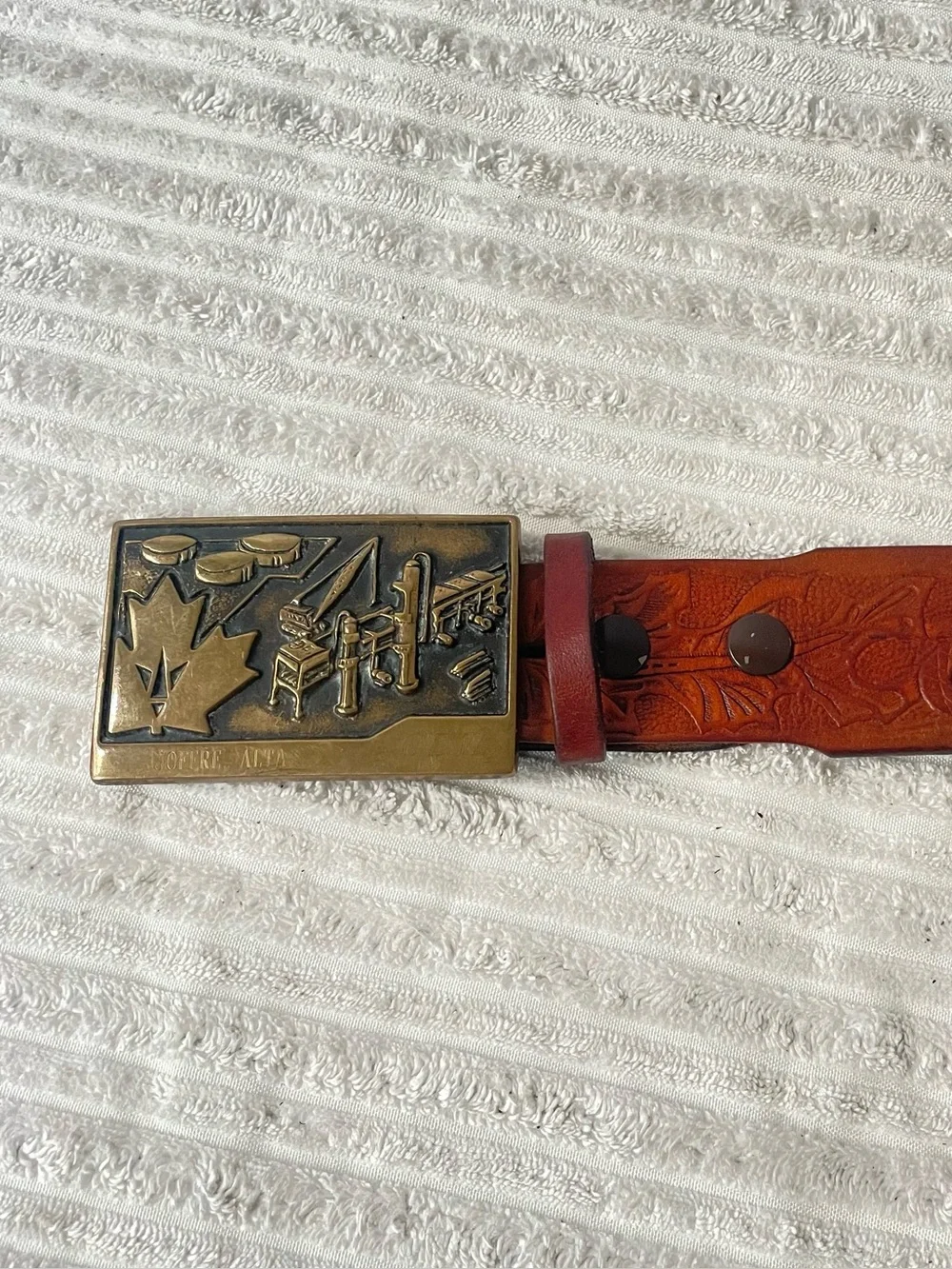 Vintage Joffre Alta Alberta Canada Solid Brass Belt - Picture 2 of 9